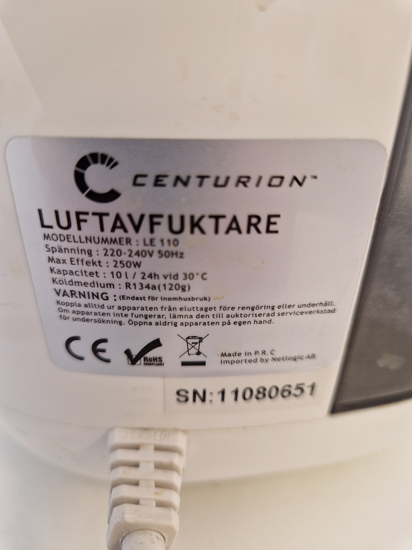 Centurion avfuktare 230V 250W