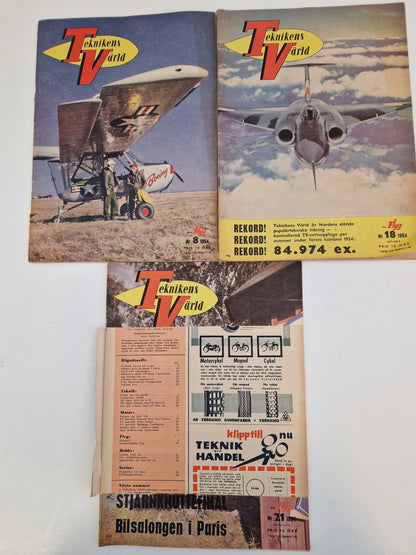 Teknikens Värld 1952 - 1957 samt Teknik För Alla  1954 & 1956