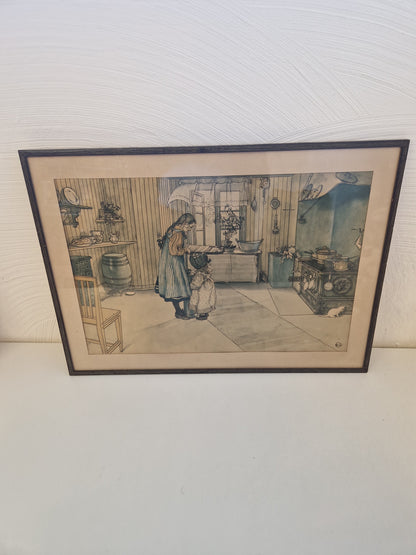 2 tavlor, bl.a. Carl Larsson "köket"