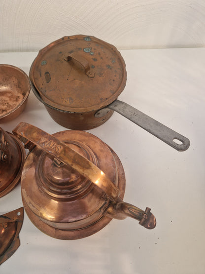 Div. kopparkannor, gryta, skål mm