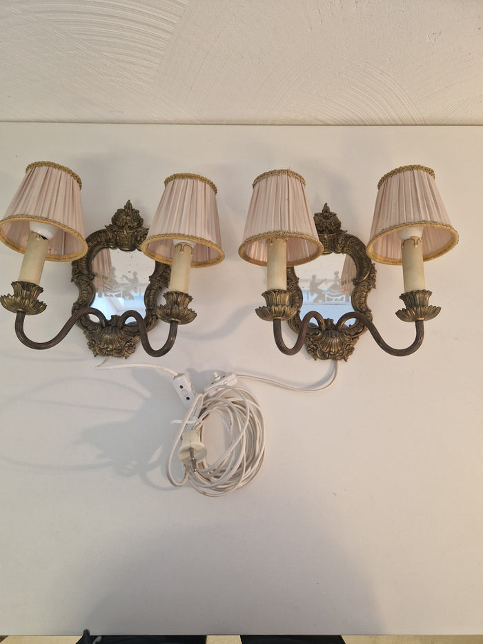 2st vägglampor i mässing och med speglar