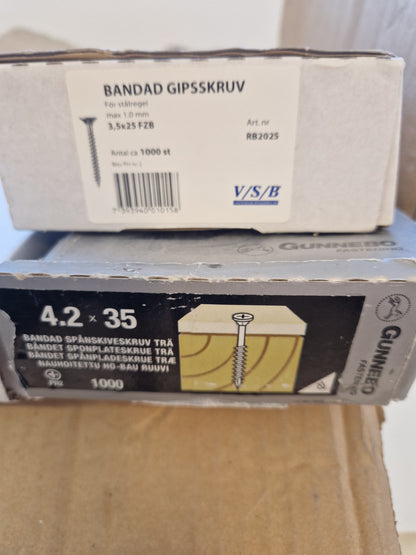 Bandad gipsskruv 3,9X32 etc.