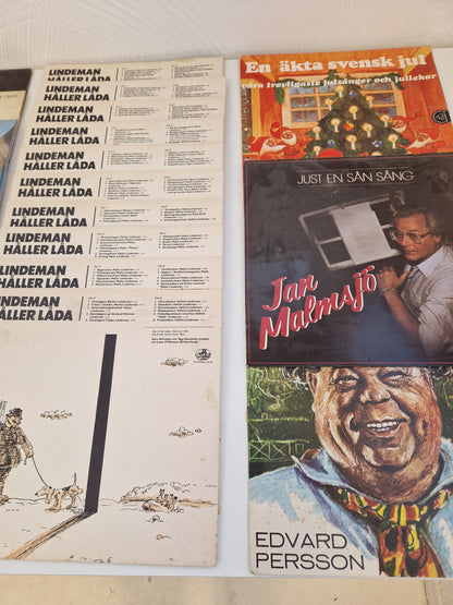 LP-skivor i läskback, blandad musik