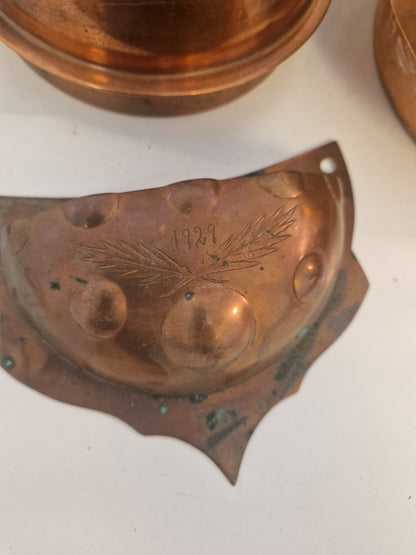 Div. kopparkannor, gryta, skål mm